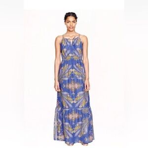 J. Crew Feather Paisley Maxi Dress, Cotton & Silk, A756,  Size 4